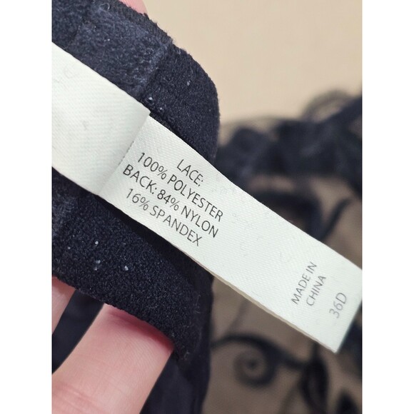 Soma 36D Sensuous Lace Bra Underwire Unlined Sheer Lacey Black Adjust EUC - Picture 4 of 5